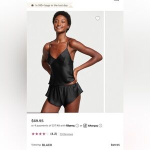 Victoria's Secret Black Satin Cami & Shorts Sleep Set